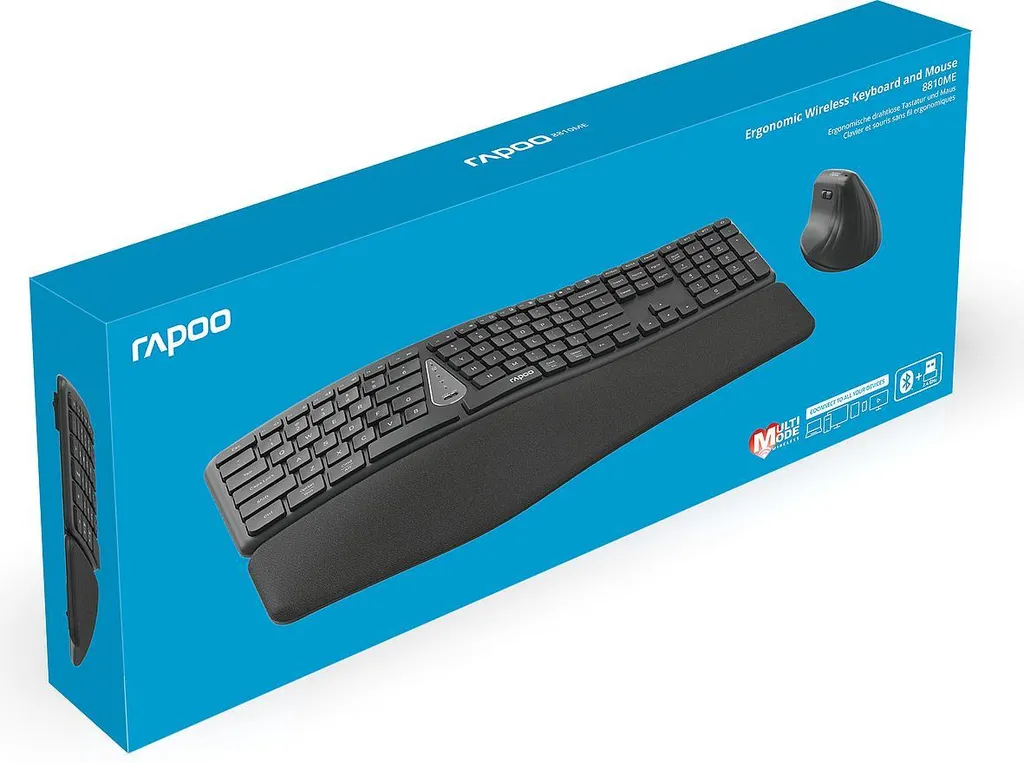 Pack Clavier Souris Ergonomique Rapoo 8810ME pour Multitâche Bureau