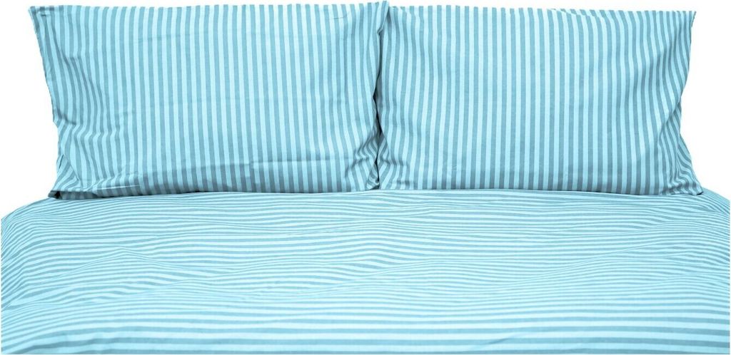 Gestreifte Bettwäsche mit Reißverschluss 240x220 cm, 2x Kissenbezug 80x80 cm Petrol