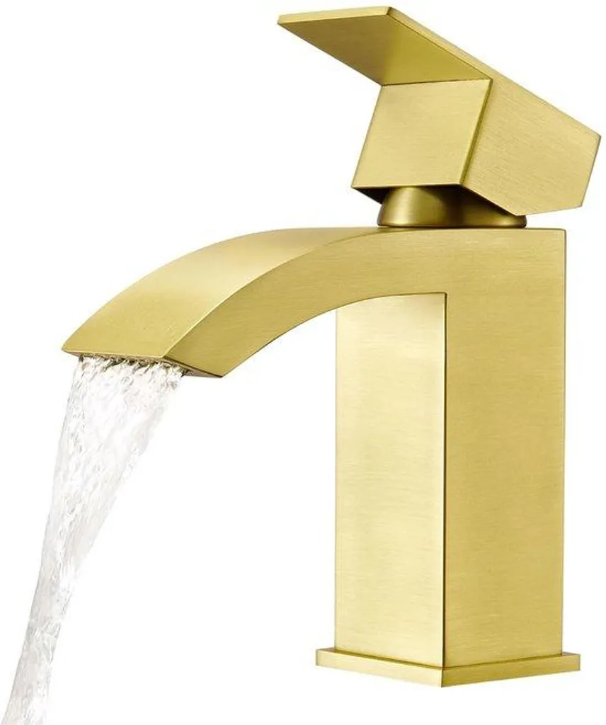 Mitigeur lavabo en céramique finition or brossé pour eau chaude/froide