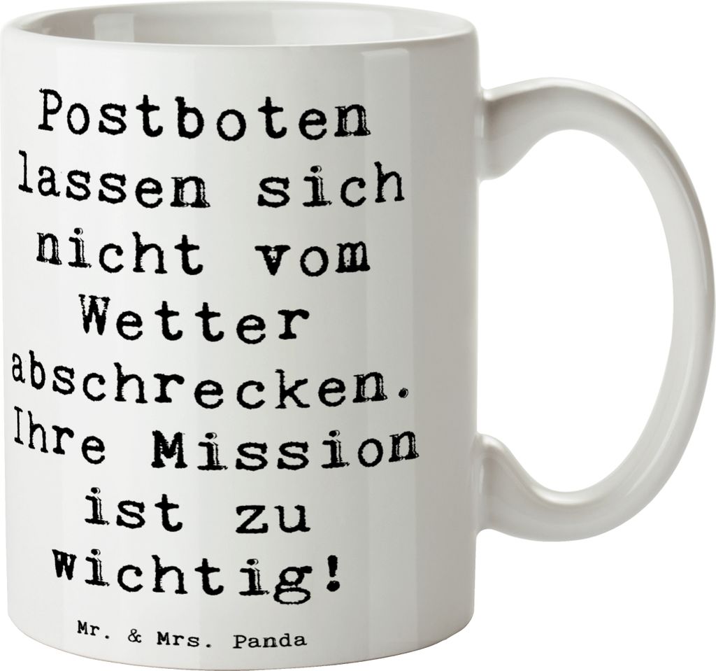 Mr. & Mrs. Panda Teetasse Spruch Postbote Held - Weiß - Geschenk, Becher, Pakete, Dankbarkeit, Anerkennung, Beruf, Geschenke mit Herz, Berufsprodu...