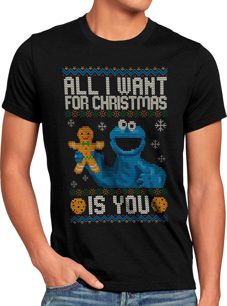 style3 All I Want for Christmas is You Herren T-Shirt xmas weihnachten weihnachtspullover pulli ugly sweater strick