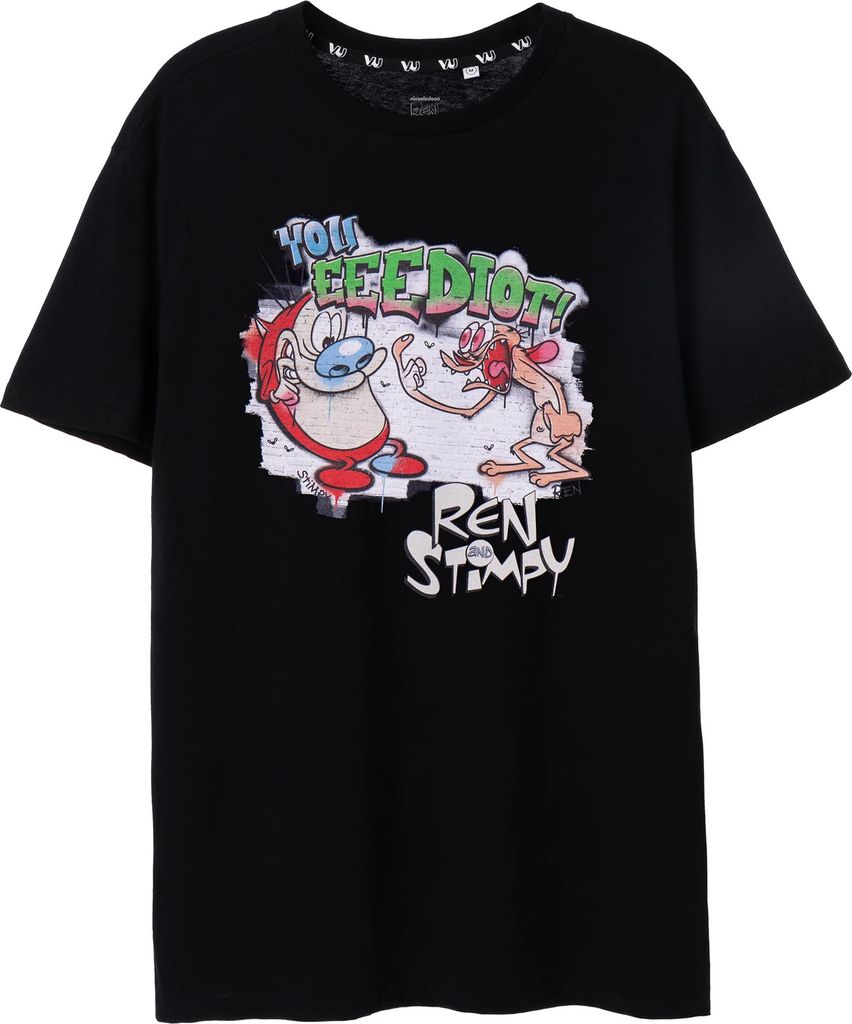 Ren & Stimpy - T-Shirt für Herren kurzärmlig NS7986 (M) (Schwarz)