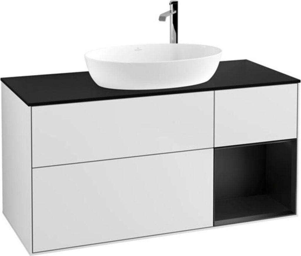 V&B Waschtischunterschrank Wandbeleuchtung Finion 120cm, Pl b m, Reg bla m Lac, wh. m Lac