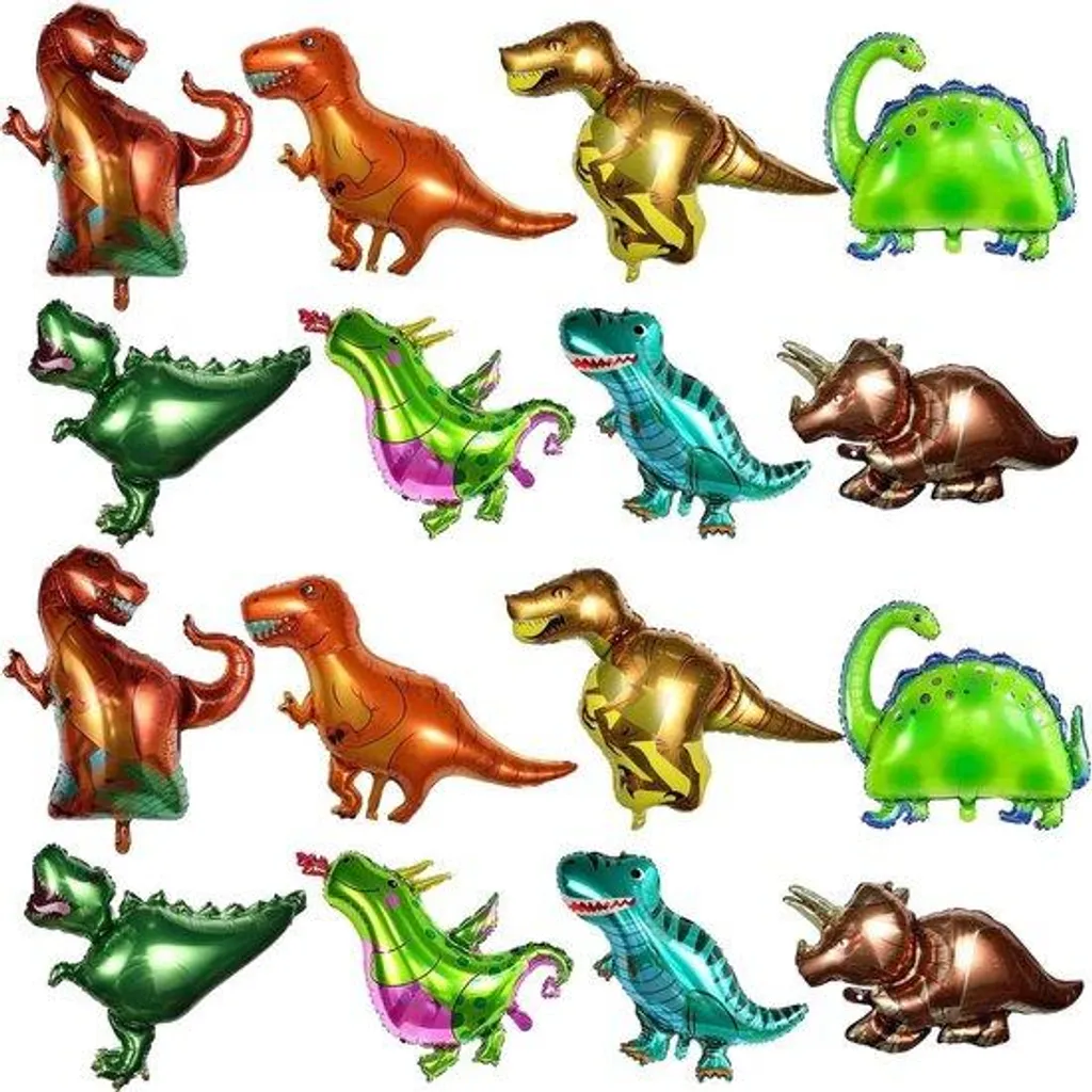 Ballons Dino lot de 16 en aluminium : une déco festive qui dure longtemps
