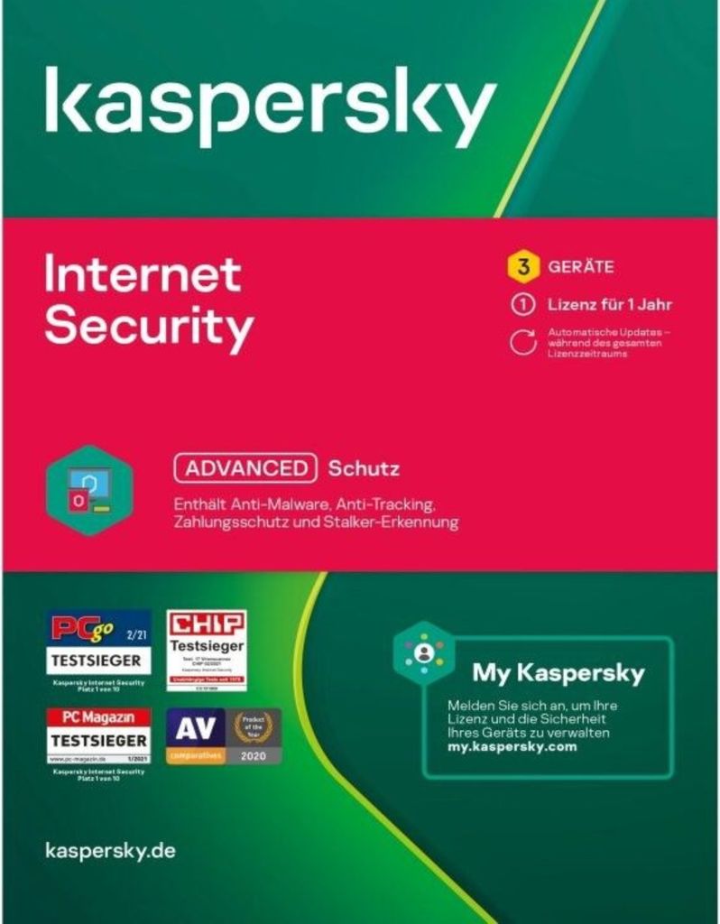 Marketing image for Kaspersky Internet Security software.