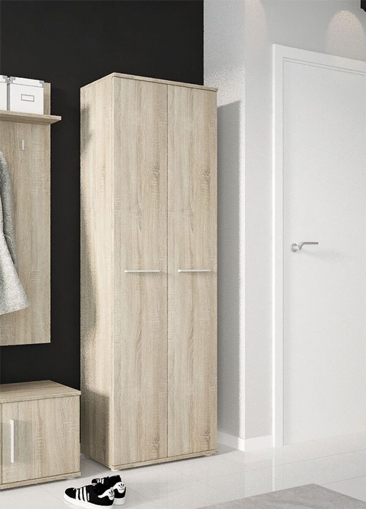 Stauraumschrank Kleiderschrank Garderobenschrank eiche sonoma 60cm