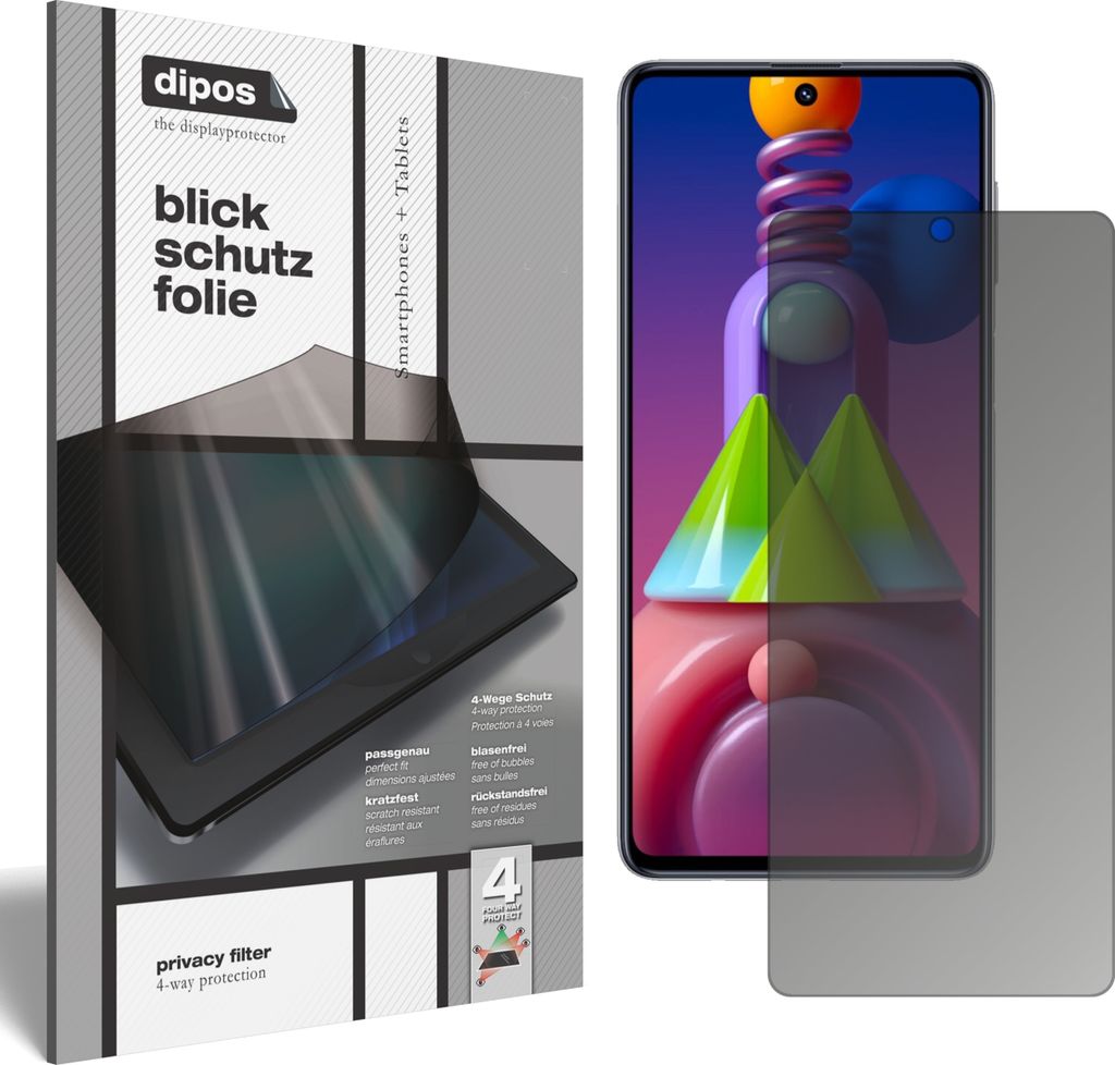 Blickschutzfolie für Samsung Galaxy M51 matt Schutzfolie Folie Display Schutz dipos