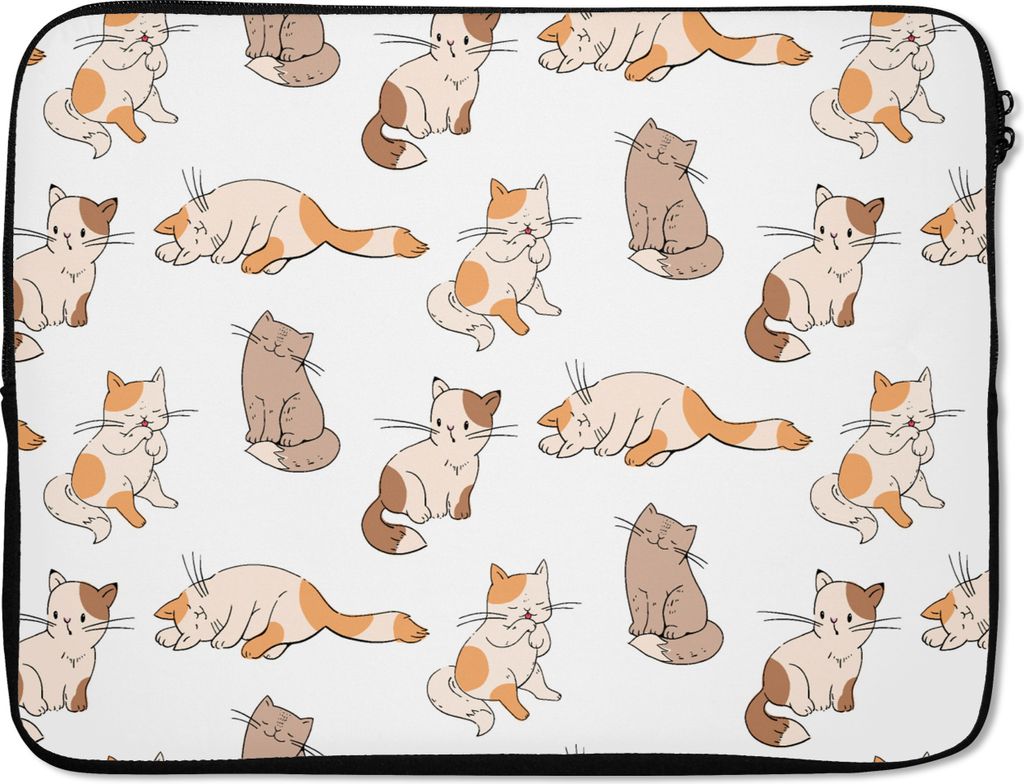MuchoWow Laptop Hülle 17 Zoll Laptoptasche Muster - Katze - Kätzchen - Jungen - Mädchen - Kinder - Kinder - Zipper - Schutzabdeckung