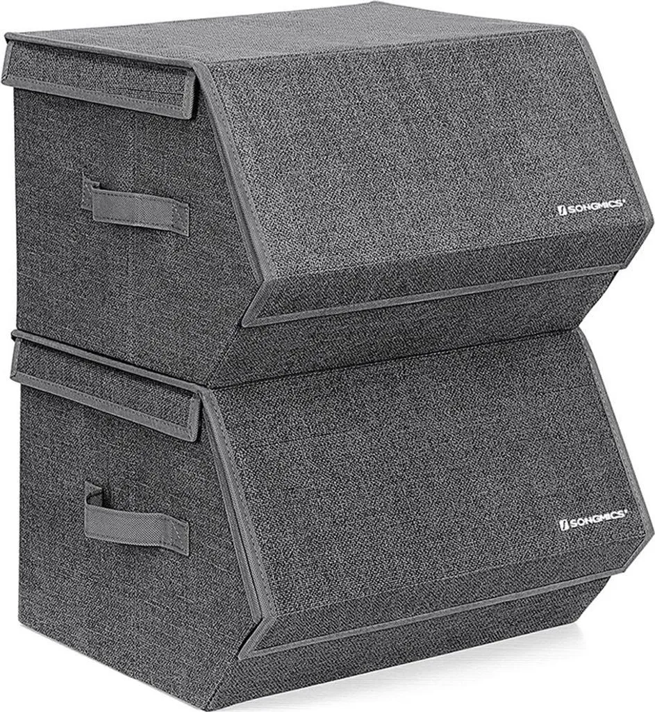 Boîtes en tissu avec couvercle hermétique lot de 2, grand format 40cm