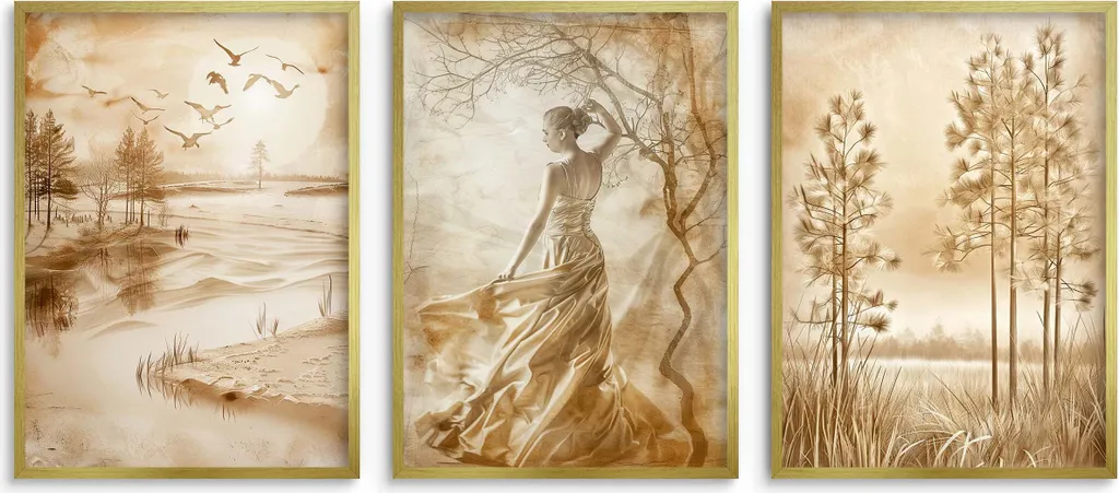 Set 3 Stampe 50x70cm Donna Astratta - Arredamento Interni Moderno