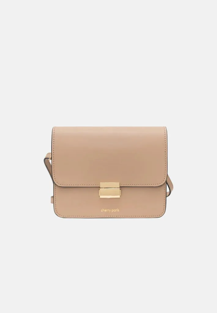 Besaces 4074 Miléna Sable Cherry Paris - Sac Grainé avec Bandoulière Solo