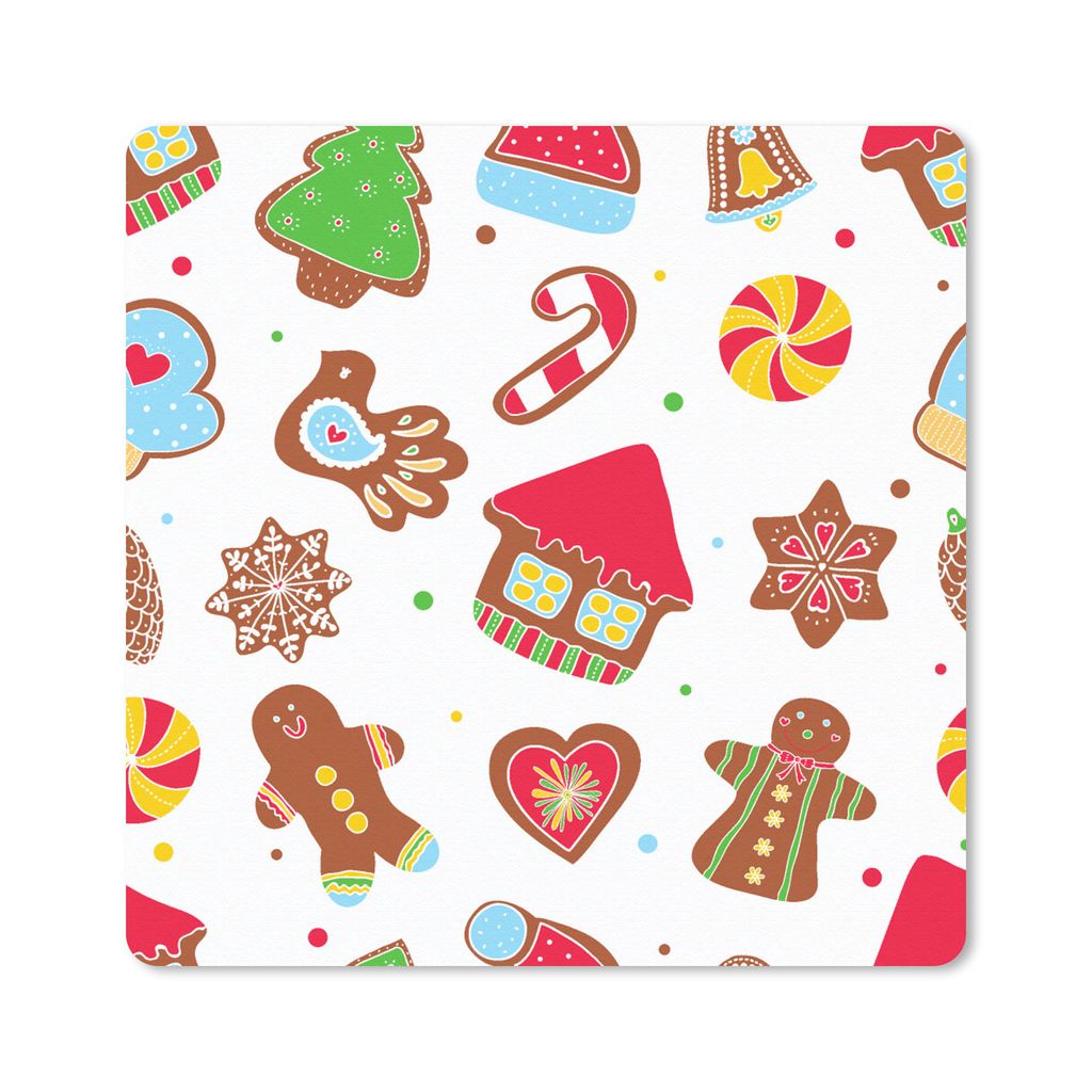 MuchoWow Mauspad Mousepad Muster - Lebensmittel - Weihnachten 20x20 cm - Mousepads - Maus Mat - Pad - Mausunterlage - Desk Mat - Bureauartikeln