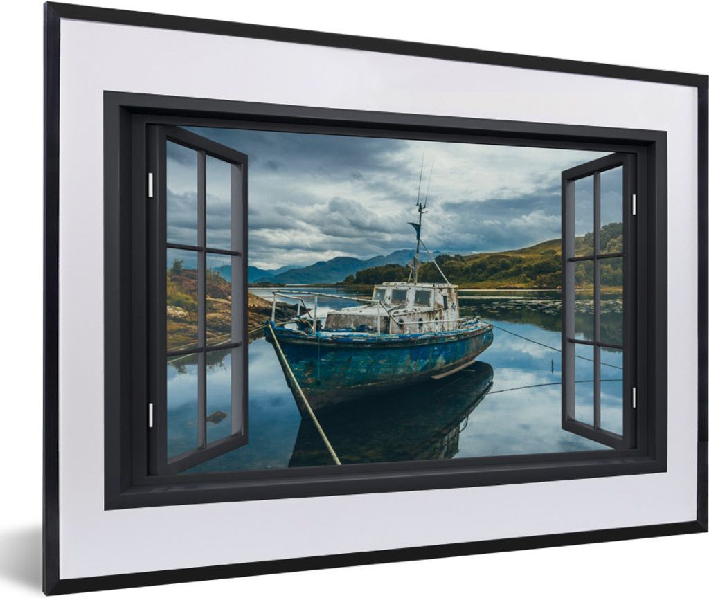 MuchoWow® MuchoWow® Gerahmtes Poster Durchblick - Boot - Produktbild 