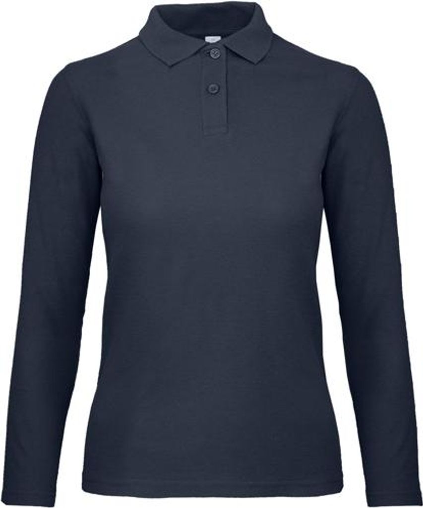 Damen-Poloshirt, langärmelig - B&C ID.001 LSL/W - navy - Größe 2XL
