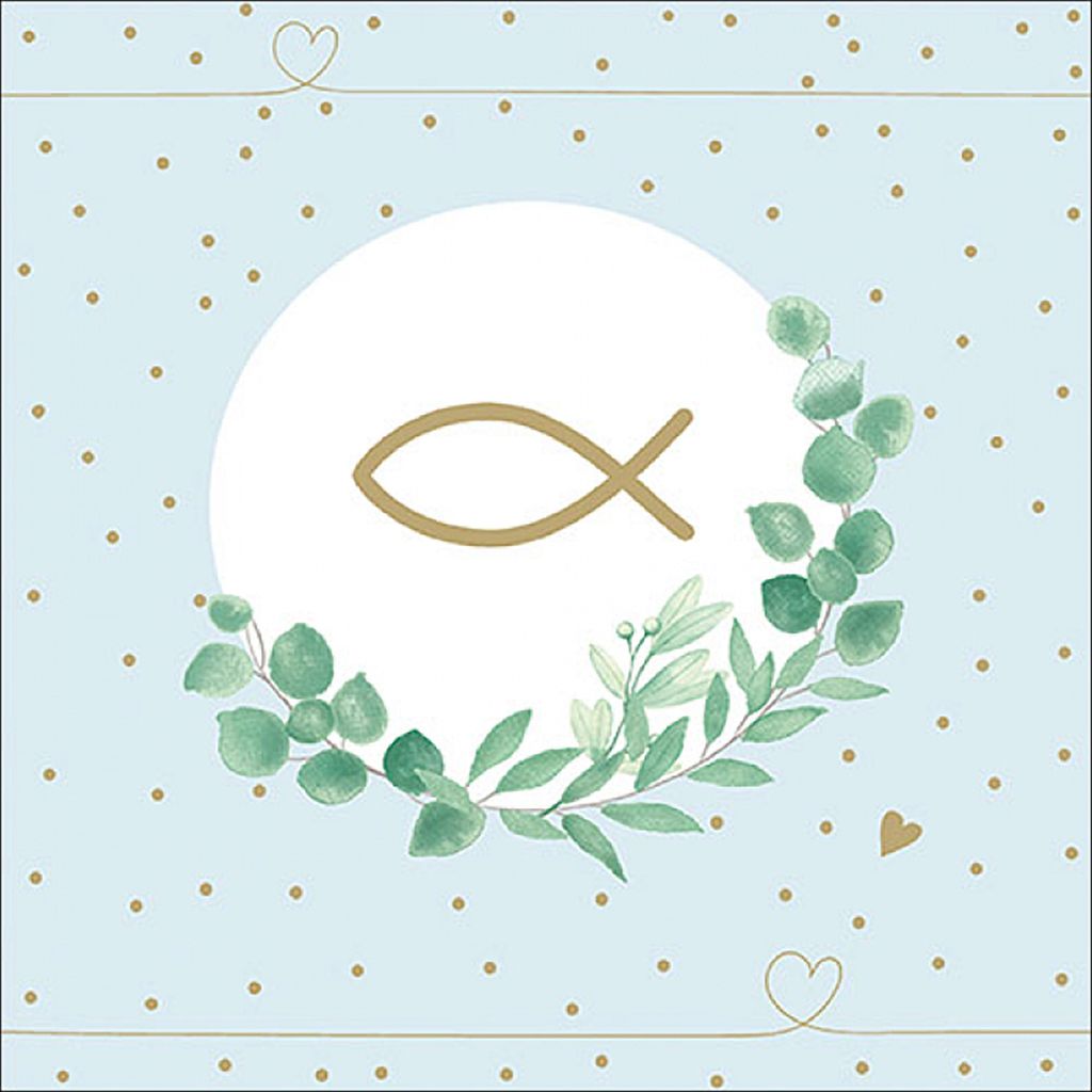 Servietten Papier 33x33cm 3-lagig mit Fischsymbol & Produktbild 