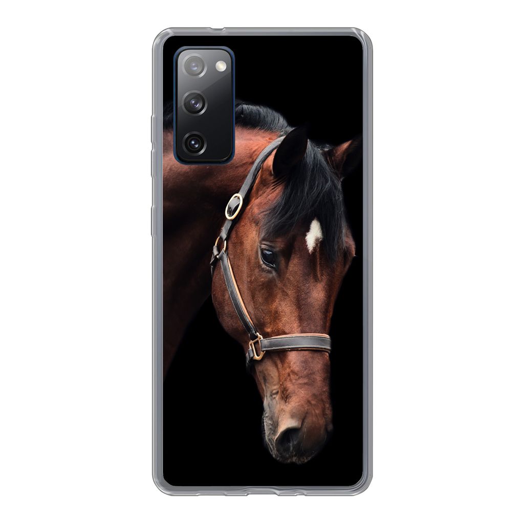 MuchoWow Handyhülle Schutzhülle Hülle für Samsung Galaxy S20 FE Pferd - Halfter - Braun Silikon Softcase Handy Hülle - Abdeckung
