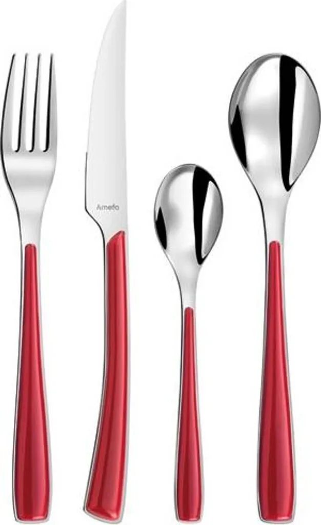 Servizio Posate Rosse Amefa 24 Pezzi Lavabili Lavastoviglie 18/0
