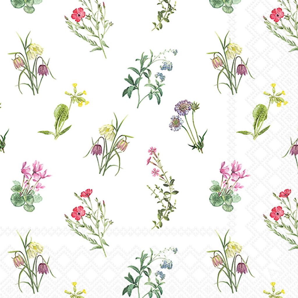 Servietten Papier 33x33cm 3-lagig Wild & Kräuterblumen Motiv 20 Stk.