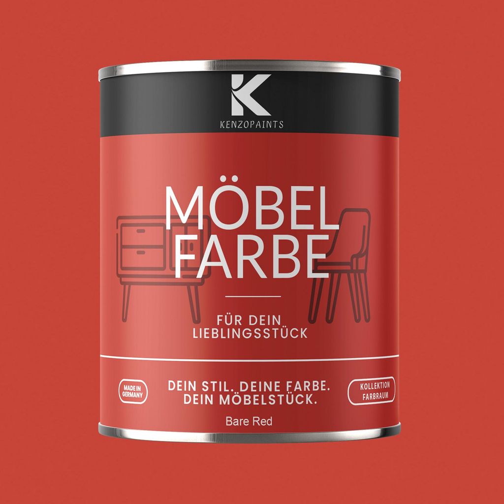 Kenzopaints 750ml Möbelfarbe Möbellack Buntlack Farbraum - Bare Red