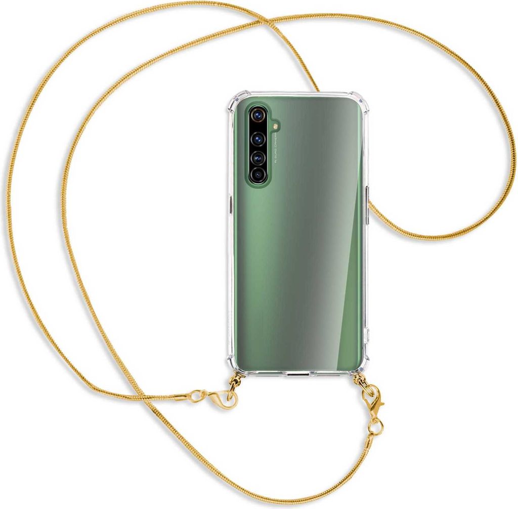 Handykette Backcover-Schutzhülle mit Band (Metall goldfarben) für Realme X50 Pro 5G - goldfarbene Kette Snake
