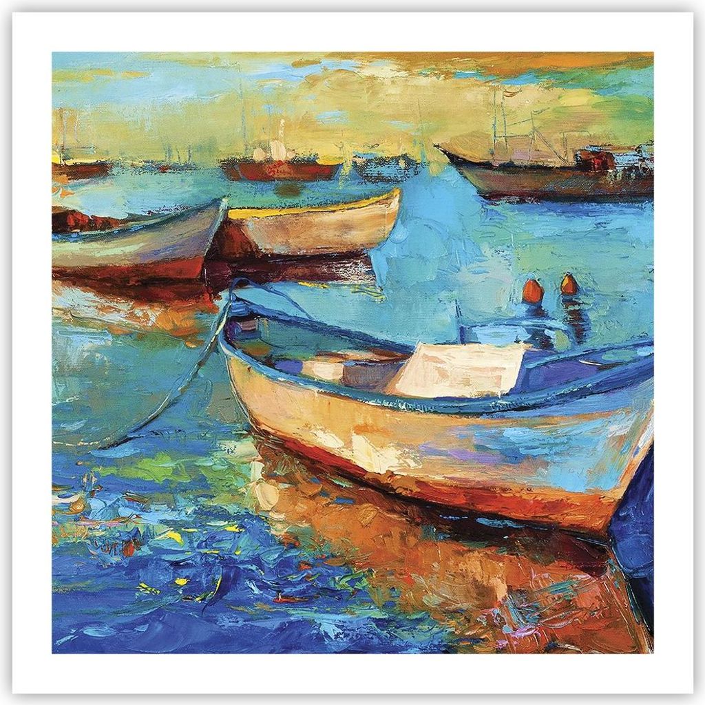 Poster - Poster ohne Rahmen - £ódŸ Hafen Bunt - 60x60 cm - Wand Bild - Wanddeko - Wandbilder - Kunstposter - Wandposter - Bilder - Kunstdruck - ...