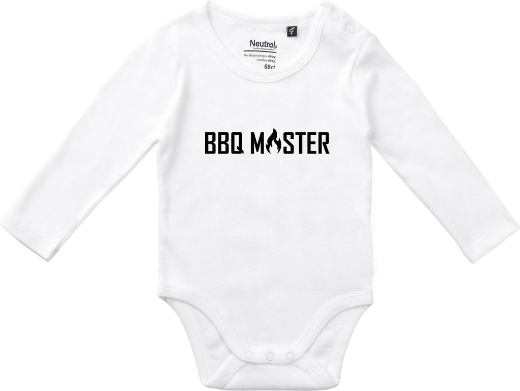 Huuraa Baby Body BBQ Master Grillen 68 White Baumwolle Fairtrade Langarmbody Geschenkidee