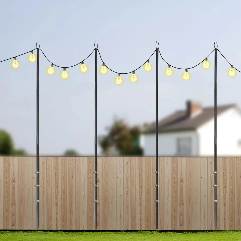 Poteaux guirlande lumineuse solution sans perçage kit 4 pièces fer 3m