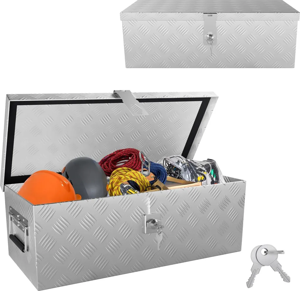 Boîte alu verrouillable contre le vol d'outils 600x260x200 mm Argent
