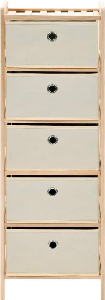 vidaXL Cassettiera in vimini con 5 cesti in tessuto Legno Immagine del prodotto 