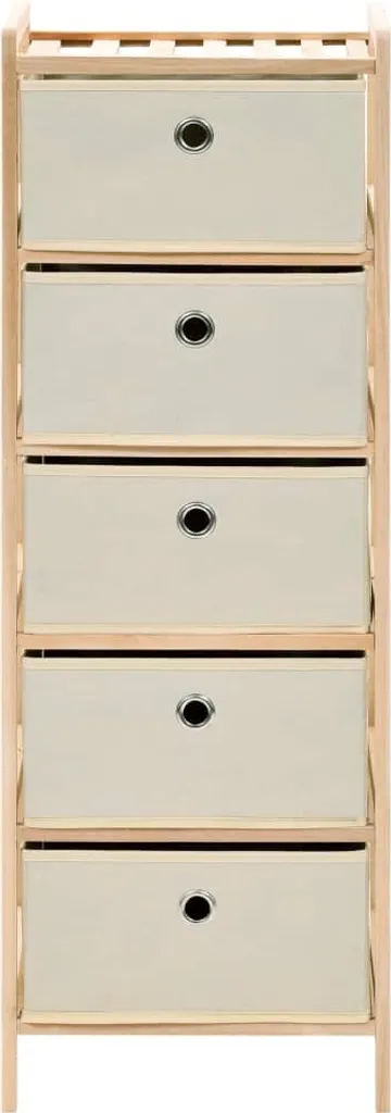vidaXL Cassettiera in vimini con 5 cesti in tessuto Legno di cedro Beige
