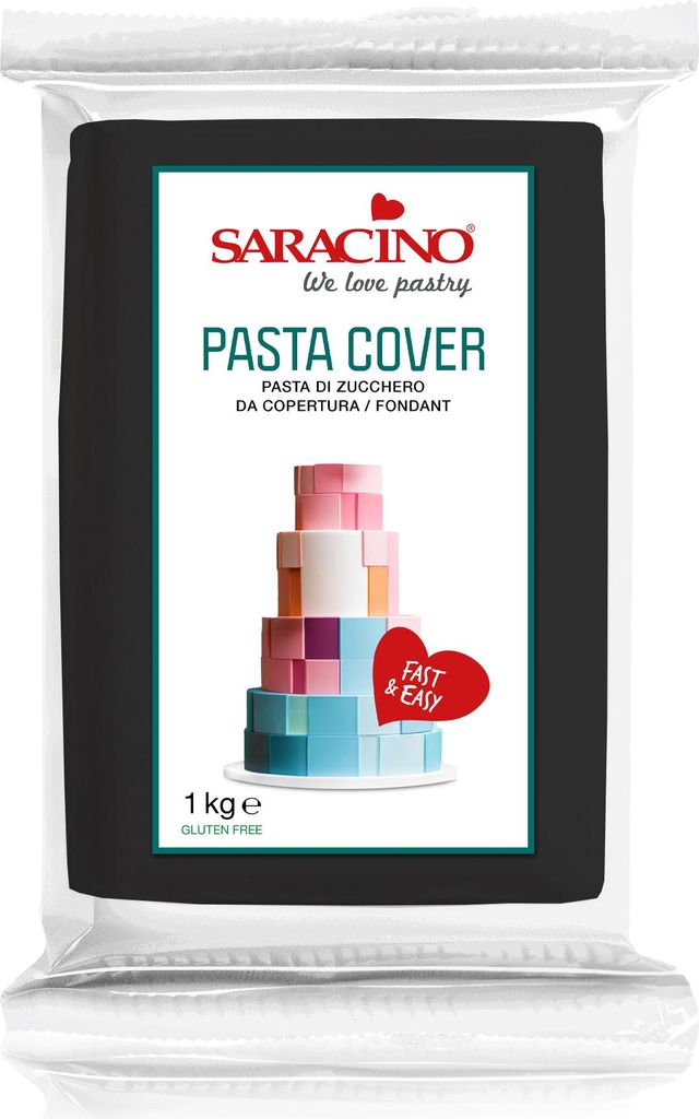 Saracino Pasta Cover 1 kg schwarz Rollfondant Einschlagmasse