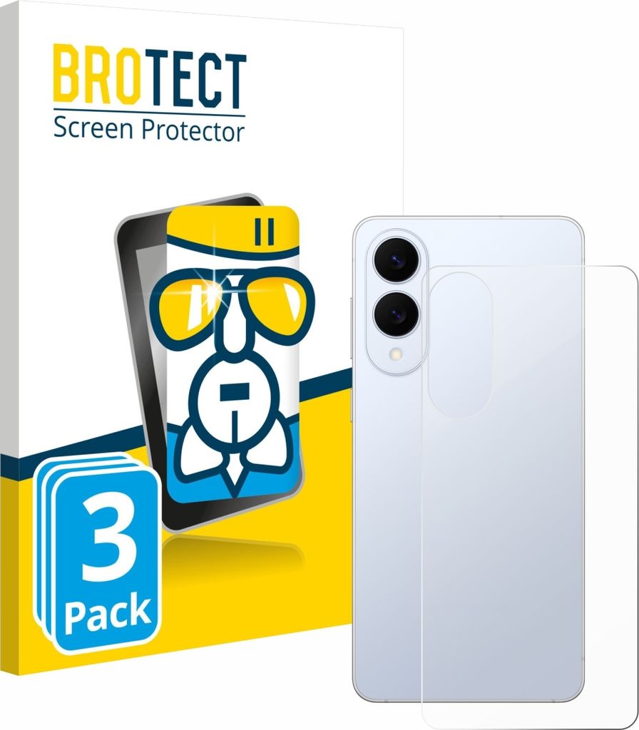 3x BROTECT Schutzglas für Samsung Galaxy S25 Edge (Rückseite) Schutzfolie Panzer Folie Glas Display Schutz klar