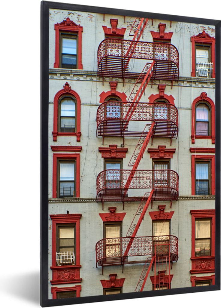 MuchoWow MuchoWow Gerahmtes Poster Wohnanlage in New York 20x30 cm - Poster mit zchwarzem Bilderrahmen - Drucken - Bilder Poster im Rahmen