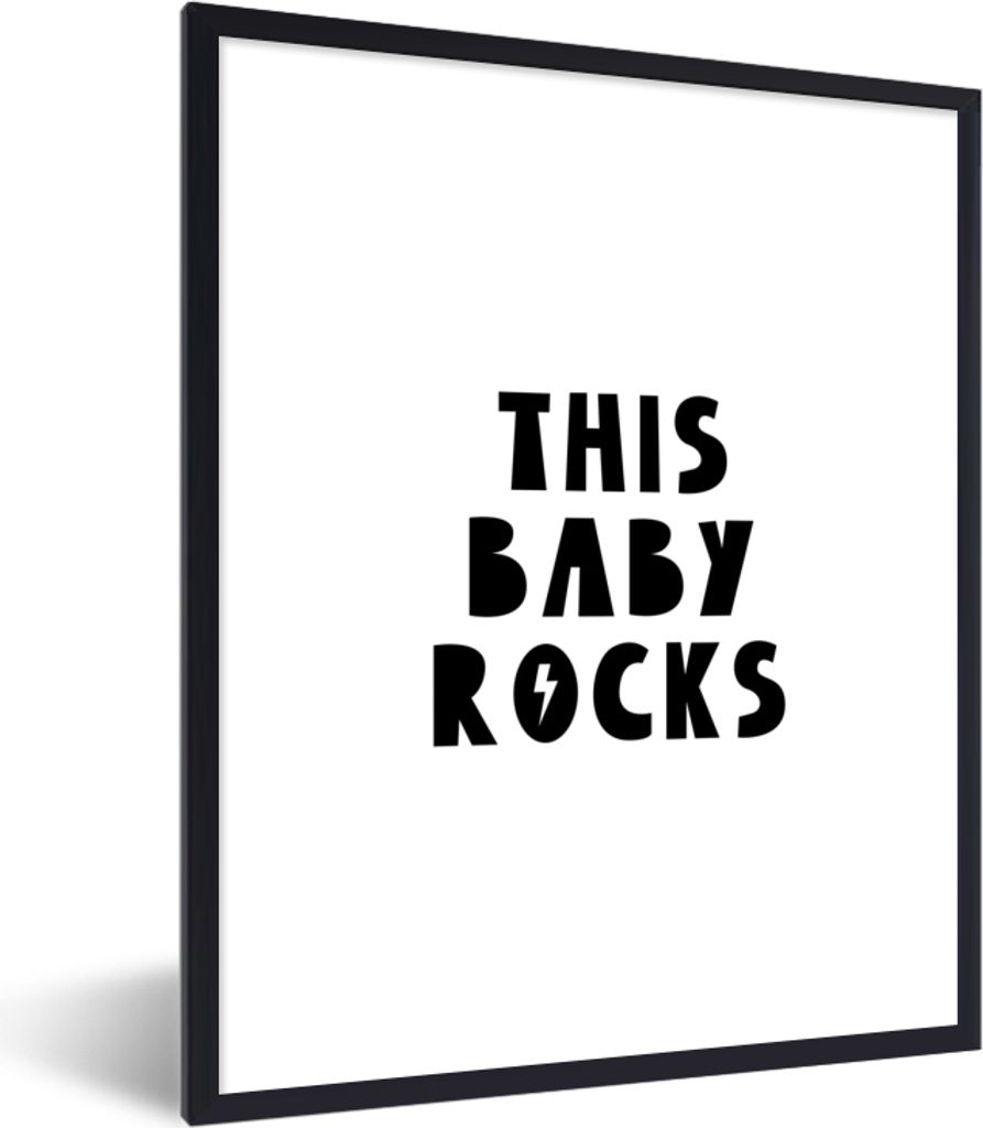 MuchoWow Gerahmtes Poster Zitate - Dieses Baby rockt - Baby - Kinder - Sprichwörter 30x40 cm - Poster mit Schwarzem Bilderrahmen Wandposter Rahm...