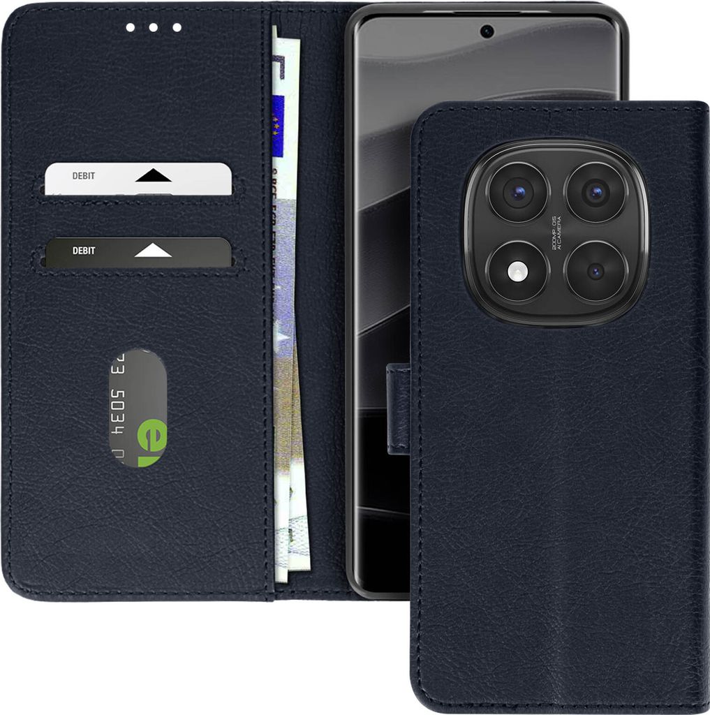 Avizar, Kunstlederetui mit Standfunktion Redmi Note 14 Pro und 14 Pro Plus, Blau