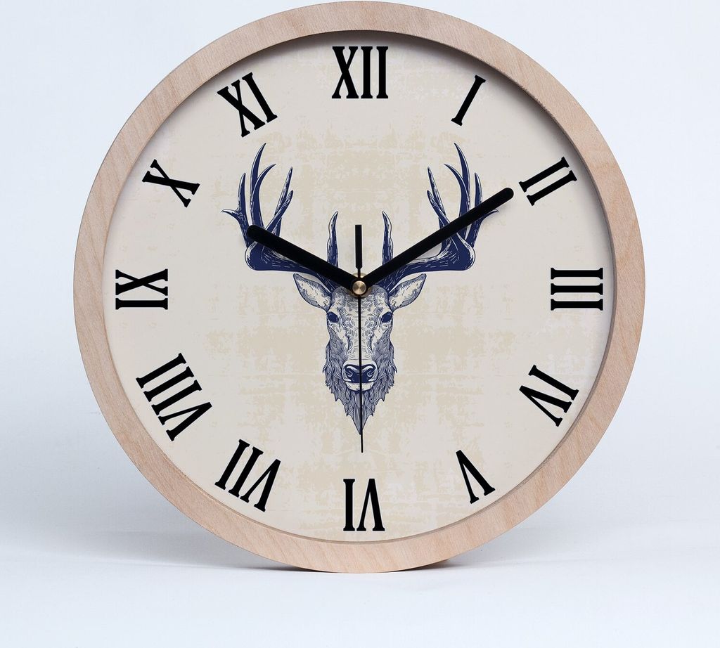 Holzuhr 20fi cm wanduhr - schwarze Spitzen - Klaue Hirsch