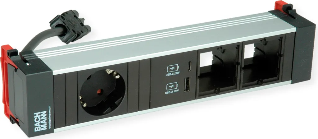 BACHMANN POWER FRAME Medium 1x CEE7/7 2xCM 1xUSB Chargeur Intégré