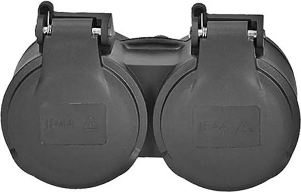 Prise double étanche IP44 Solight noire : finis les courts-circuits !