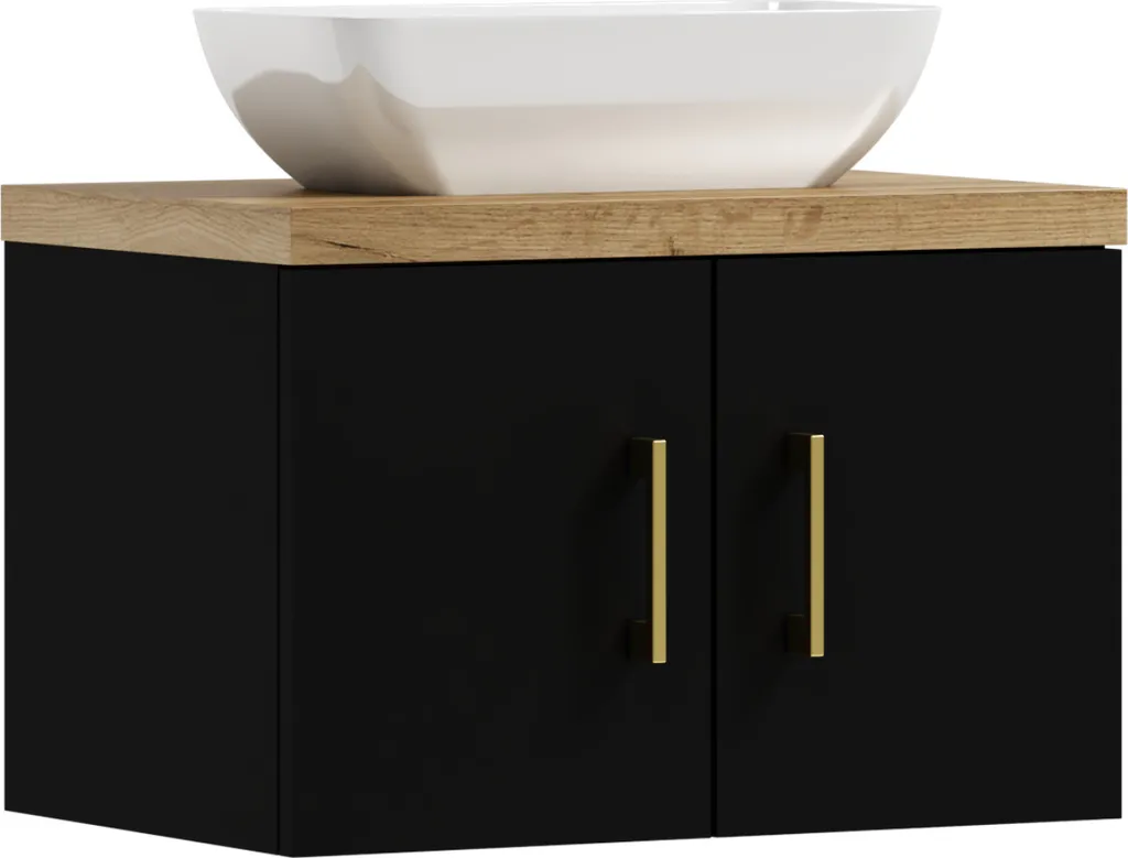 ADK Möbel | Armadio pensile, 38,2x50x40,5 cm, nero, con lavabo, MARKUS 50