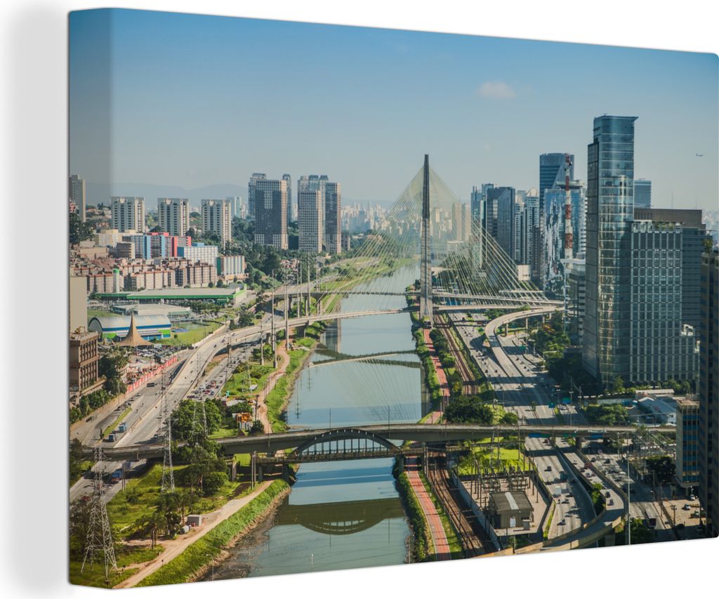 OneMillionCanvasses - Leinwandbilder - 140x90 cm, Ein strahlender Tag in São Paulo, Brasilien, Wandbilder Kunstdruck Wanddekoration - Foto auf L...