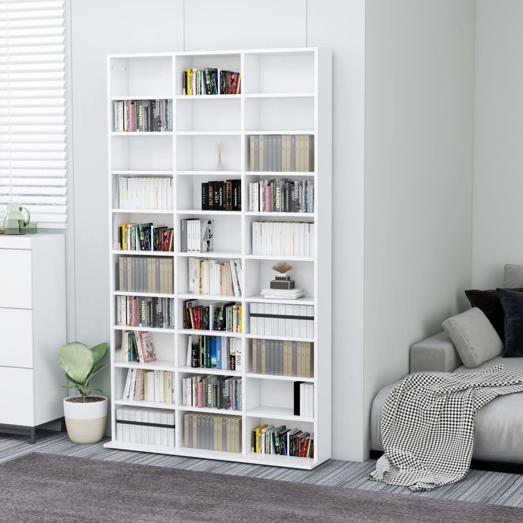 vidaXL Skriňa na CD biela 102x16x177,5 cm Materiál drevo Obrázok produktu 1