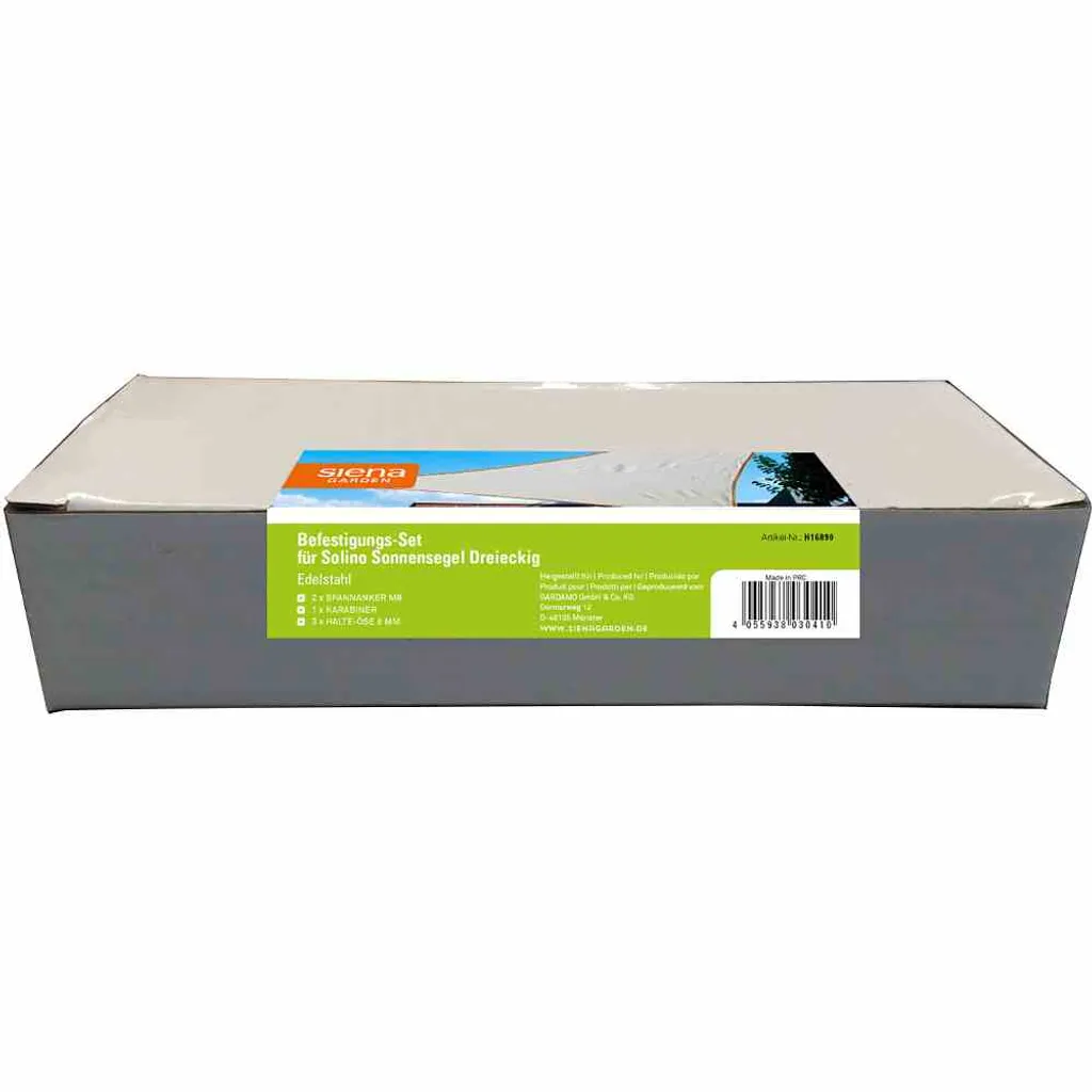 Kit fixation voile ombrage 3 angles inox pour terrasse - Siena Garden