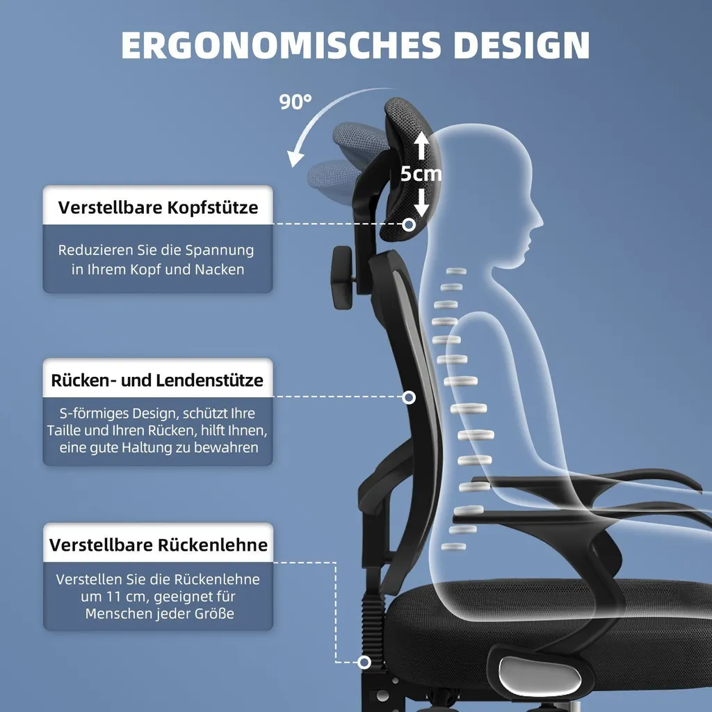 Fauteuil de Bureau Ergonomique Réglable et Pivotant pour Ordinateur - 2