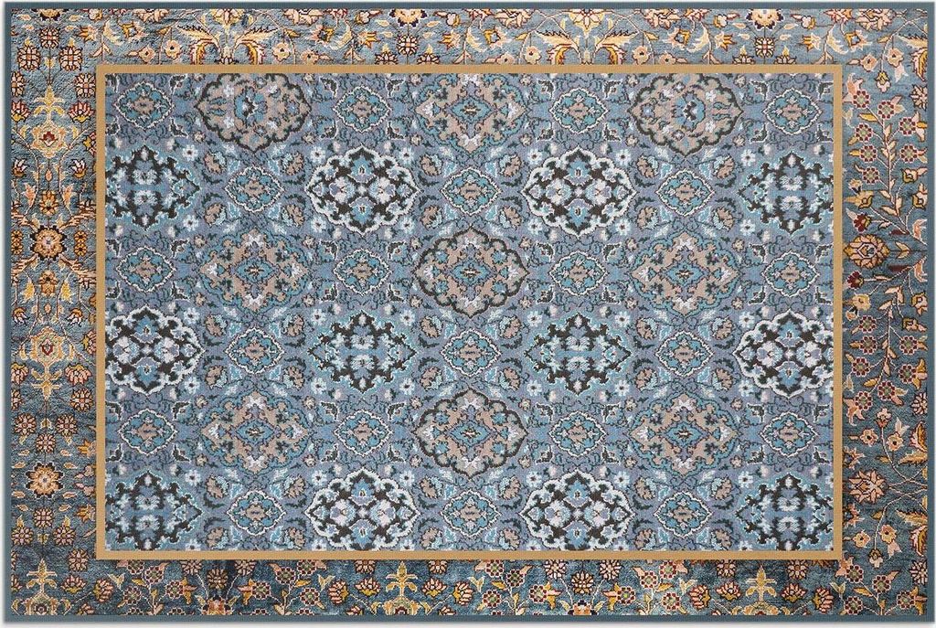 Vintage Ethnisch Ornamental Blau – Vinylteppich – 100x150 cm – Outdoor Teppich – Terrasse – Wetterfest – Modern