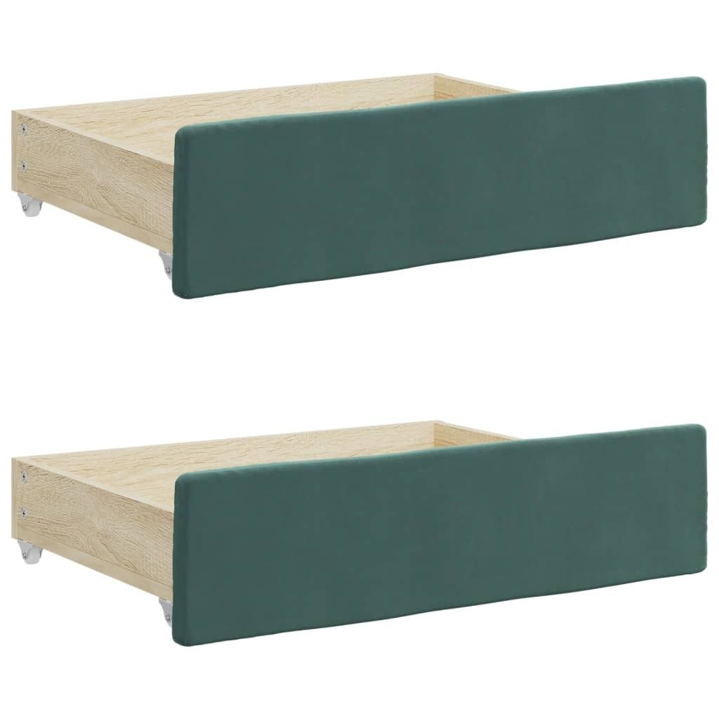 Möbel Bett Einzelbett - Gästezimmer -schubladen 2er-set - multifunktional& Moderne - Dunkelgrün Holzwerkstoff und Samt - Polsterbett Klassische ...