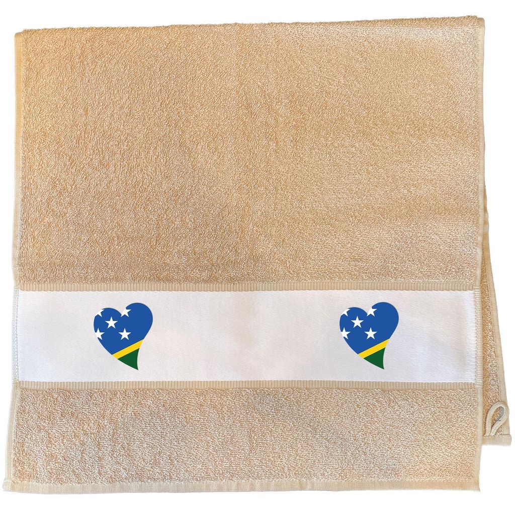 Huuraa Handtuch Salomonen Flagge Herz 50x100cm Sand Baumwolle Handtuch Geschenkidee