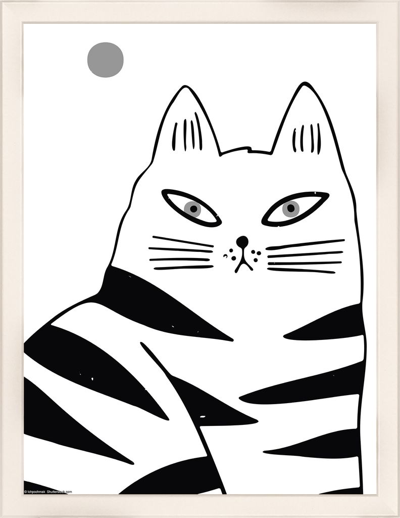 walther design Liv Holz Bilderrahmen 30x40 cm, WEISS, dicke Katze HDHL040W