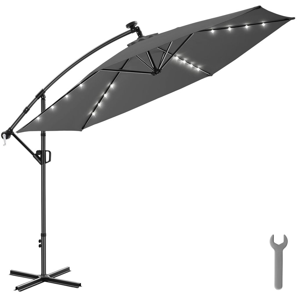tectake Ampelschirm Artemis 3,5 x 3,5 m, 360° drehbar mit Doppeldach