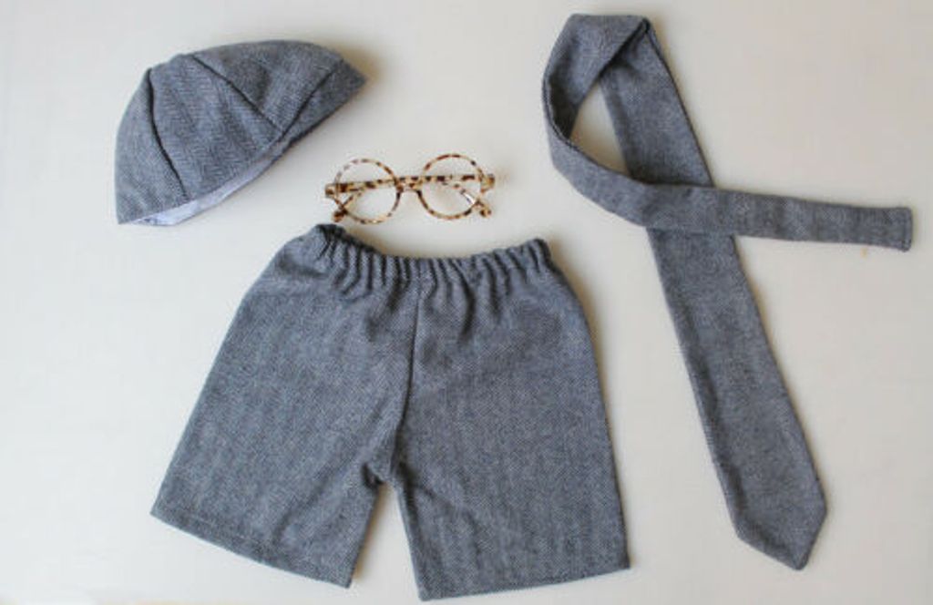 Baby Knit Strick Fotoshooting Gelehrte Kostüm Mütze Höschen Krawatte Neugeborene 