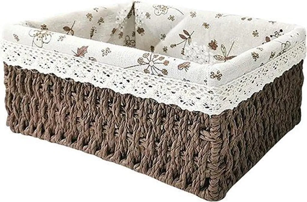 Panier de rangement pour salon en osier marron - Organisateur compact